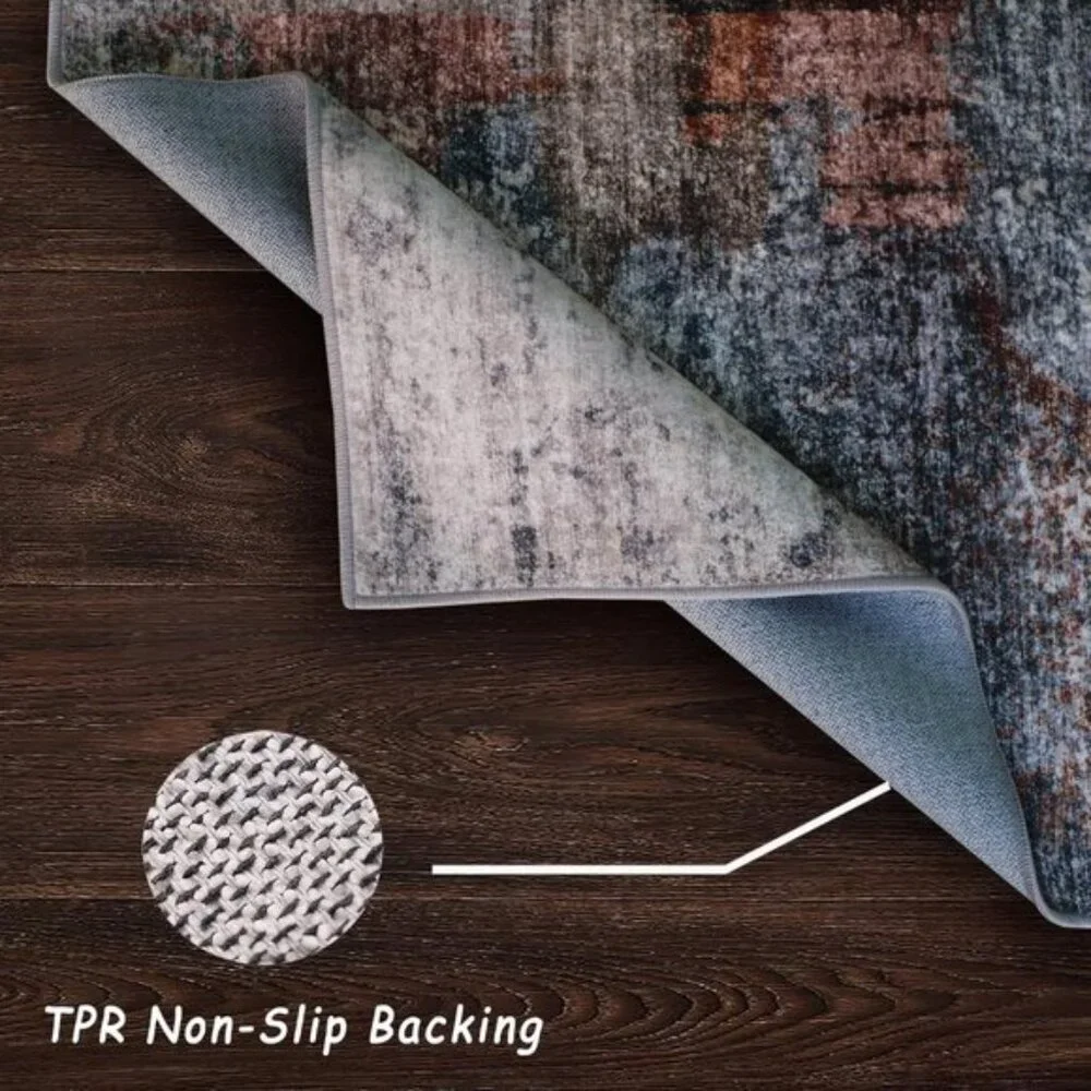 New 4x6 Washable Area Rug, Ultra Soft Non-Slip Abstract Carpet for Home & Room